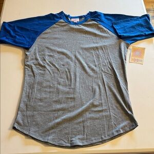 LuLaRoe Women's Long Sleeve Tee in Blue and Gray